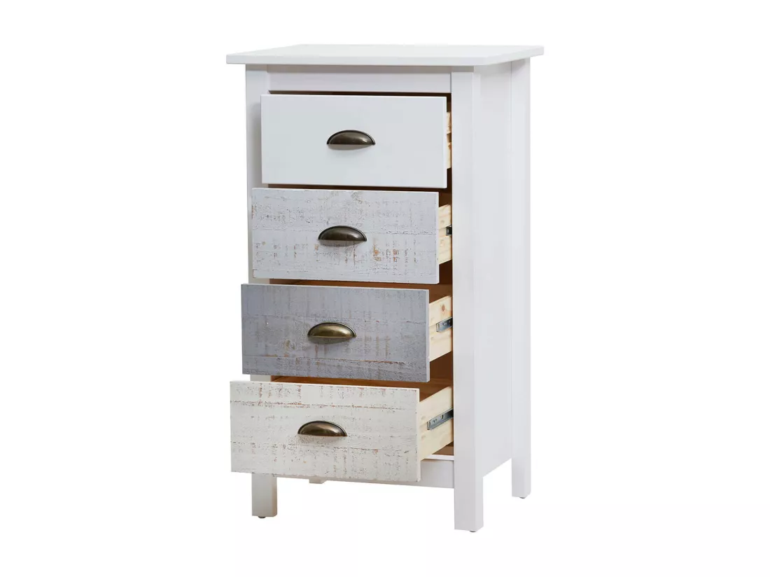 ROSALIA - Chiffonnier 4 Tiroirs Bois Aspect Vieilli