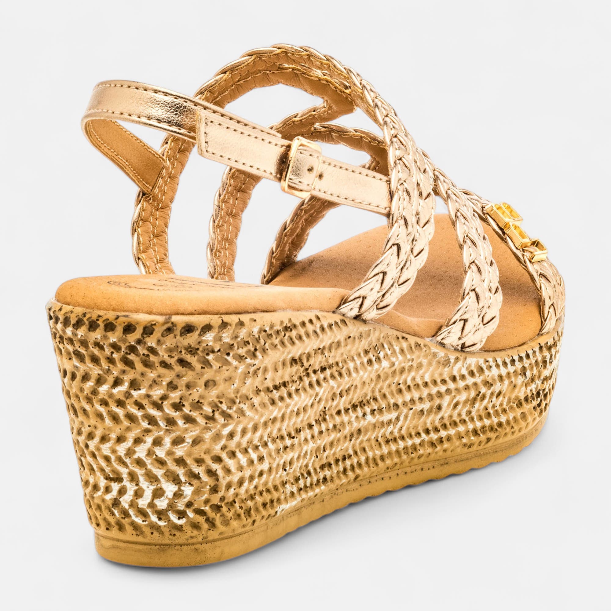 Nu-pieds à talon compensé Femme or
