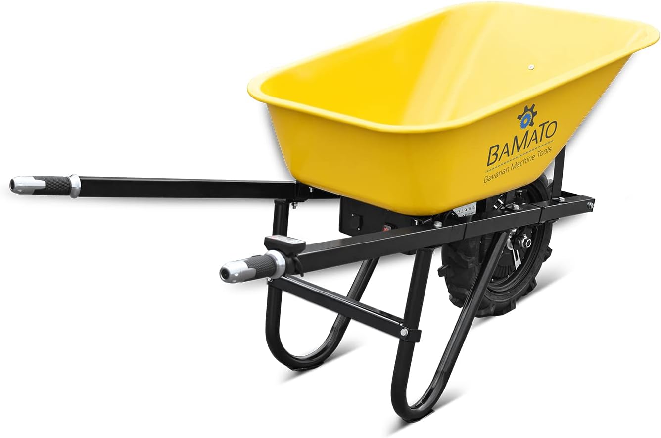 BAMATO elektrische Schubkarre MTR-150 | leistungsstarker 500W Elektromotor | Tragkraft 150 kg | Fassungsvermögen 75 Liter | Schubwagen Elektro