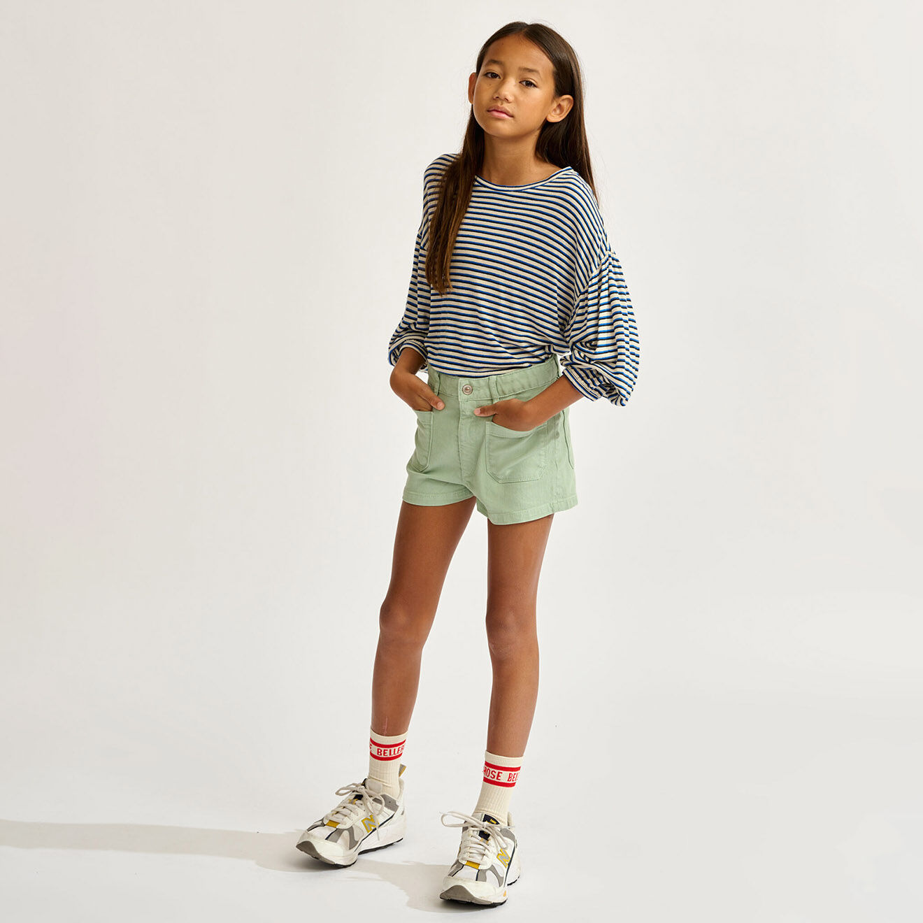 Bellerose T-Shirt en Lin mélangé Volly rayé bleu/blanc