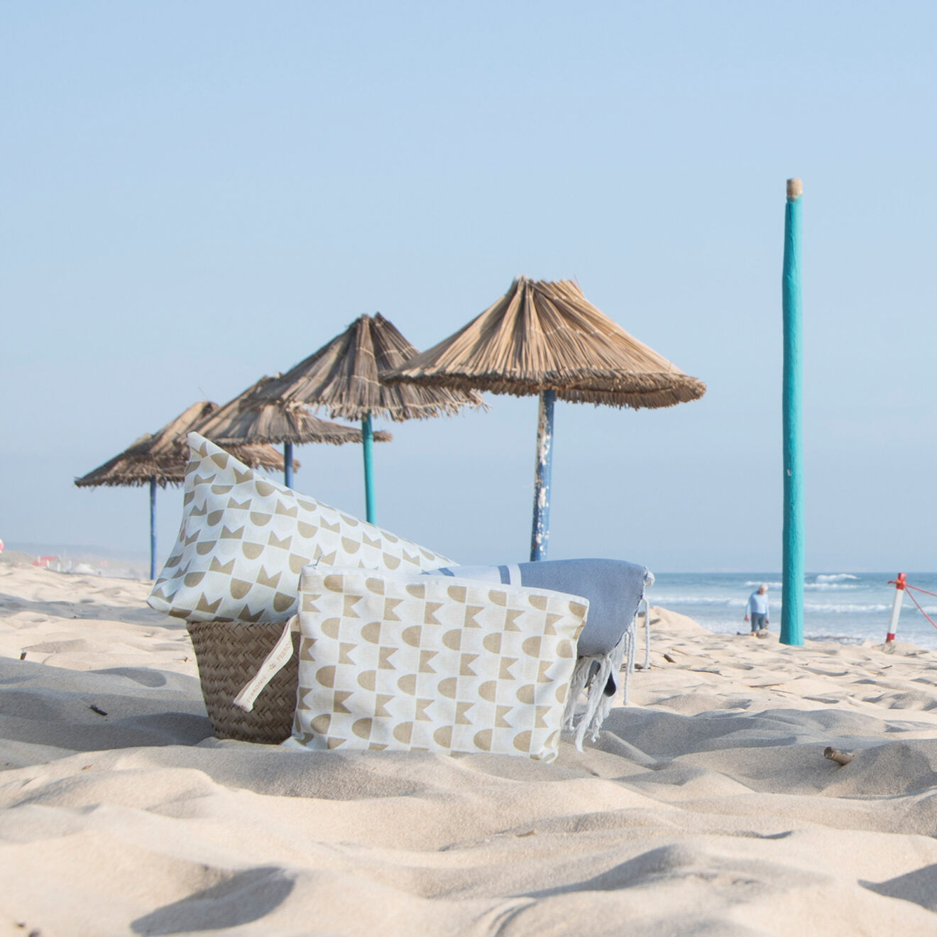 Febronie Coussin de plage en Coton Skandi sable - 40x25 cm