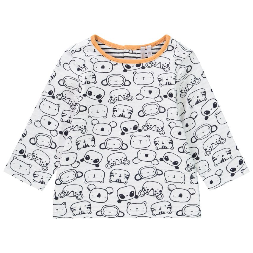T-shirt manches longues réversible en coton bio pour bébé garçon - Ecru