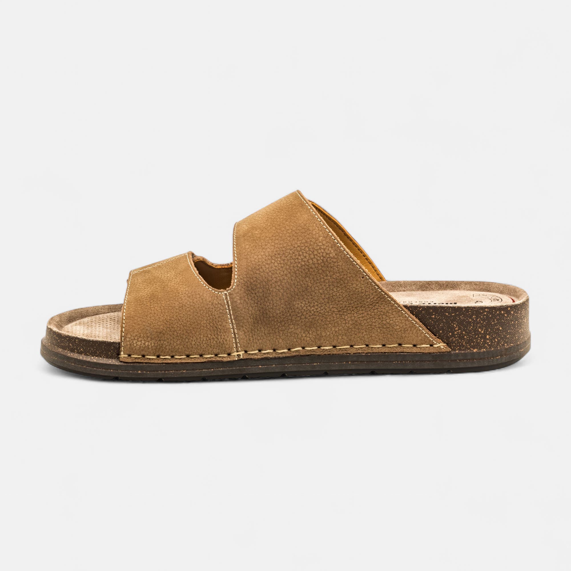 Mules semelle liège Homme en cuir beige
