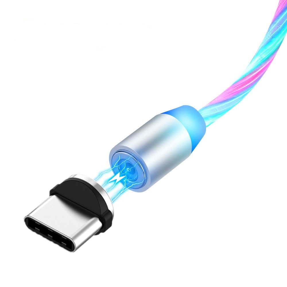 Magnetisches (1m / 2A) USB C Ladekabel LED Leuchtendes Datenkabel - Bunt / Transparent