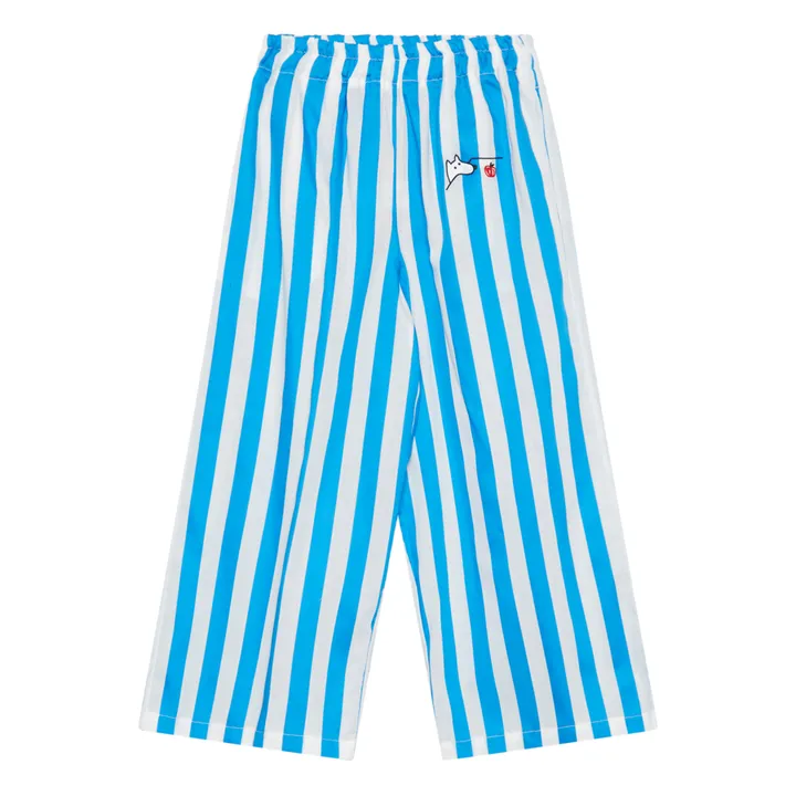 Weekend House Pantalon Rayure Coton Bio | Bleu