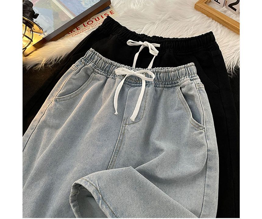 Whyessa - Gewassen denim shorts met trekkoordtaille