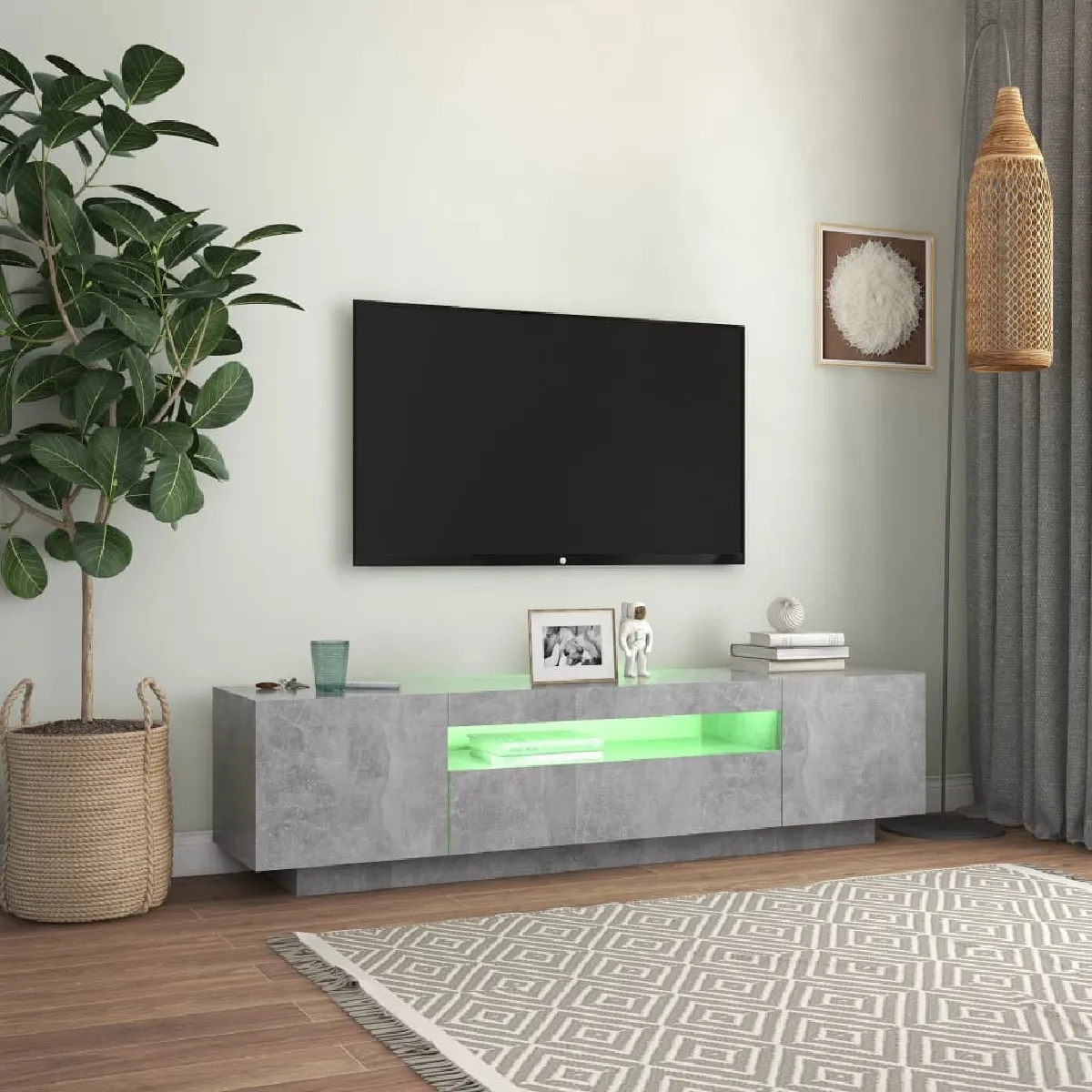 vidaXL Meuble TV LED - Gris béton