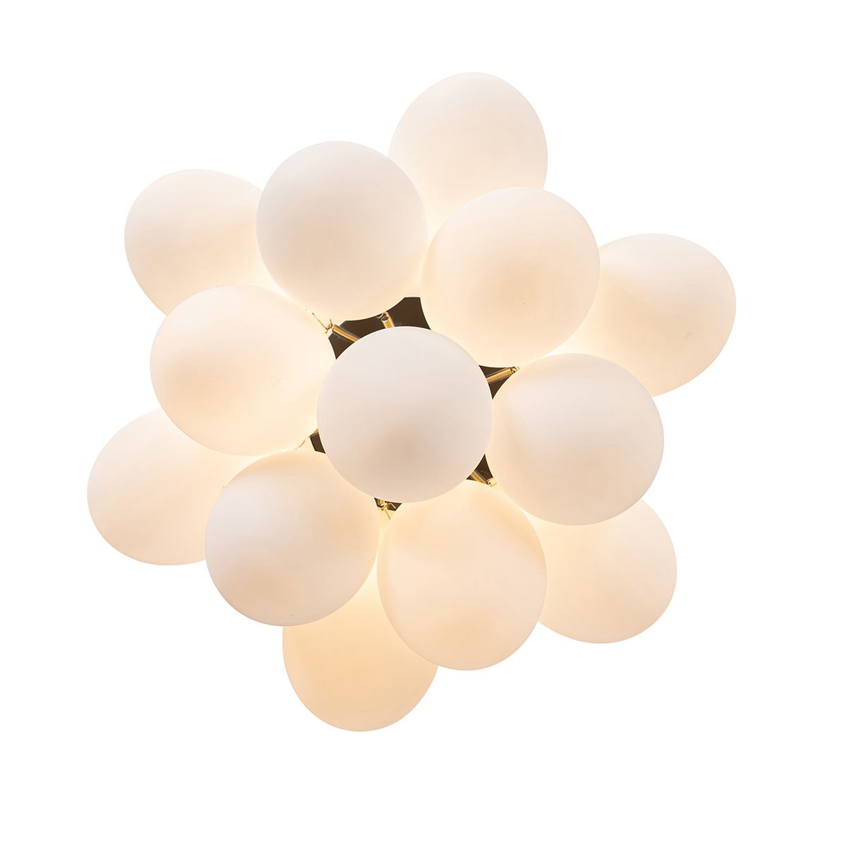 Art deco plafondlamp zwart met opaal glas 3-lichts - Uvas