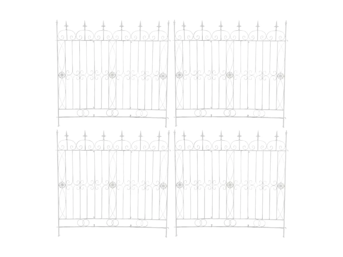 Lot de 4 Clôture de jardin - Métal & Métal - Blanc antique - Mangold