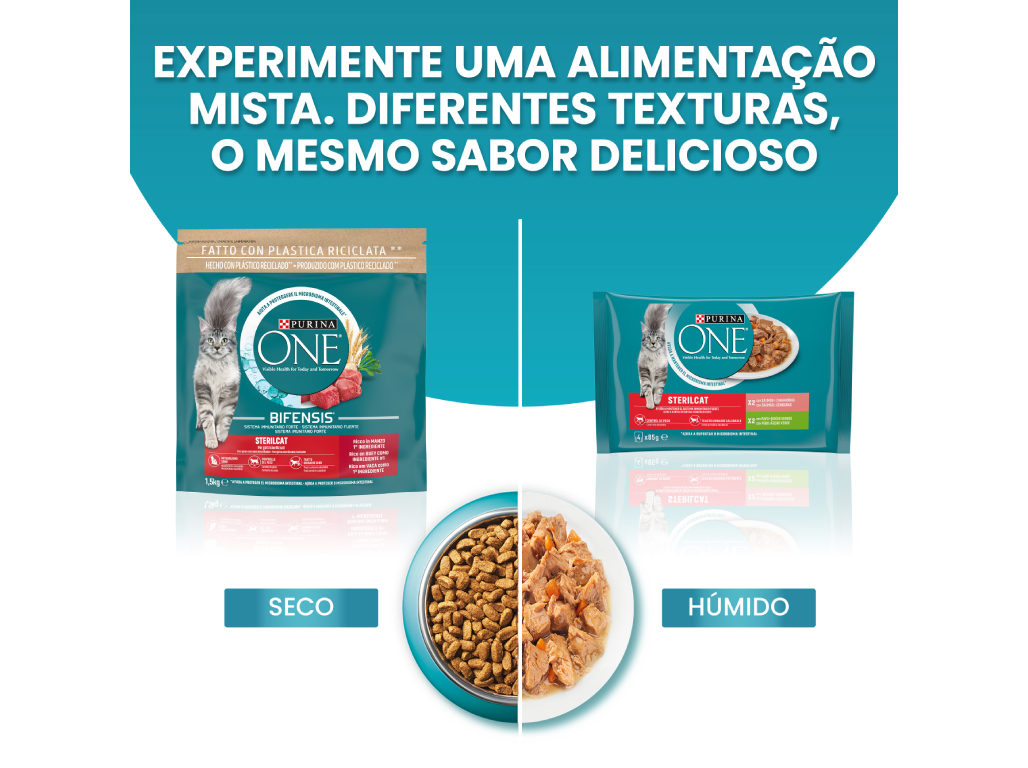 COMIDA HÚMIDA PARA GATO PURINA ONE PATO E SARDINHA 4X85G