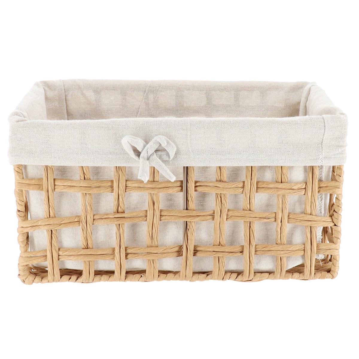 PANIERE RECTANGLE 40X23X19CM NATUREL TISSU LIN