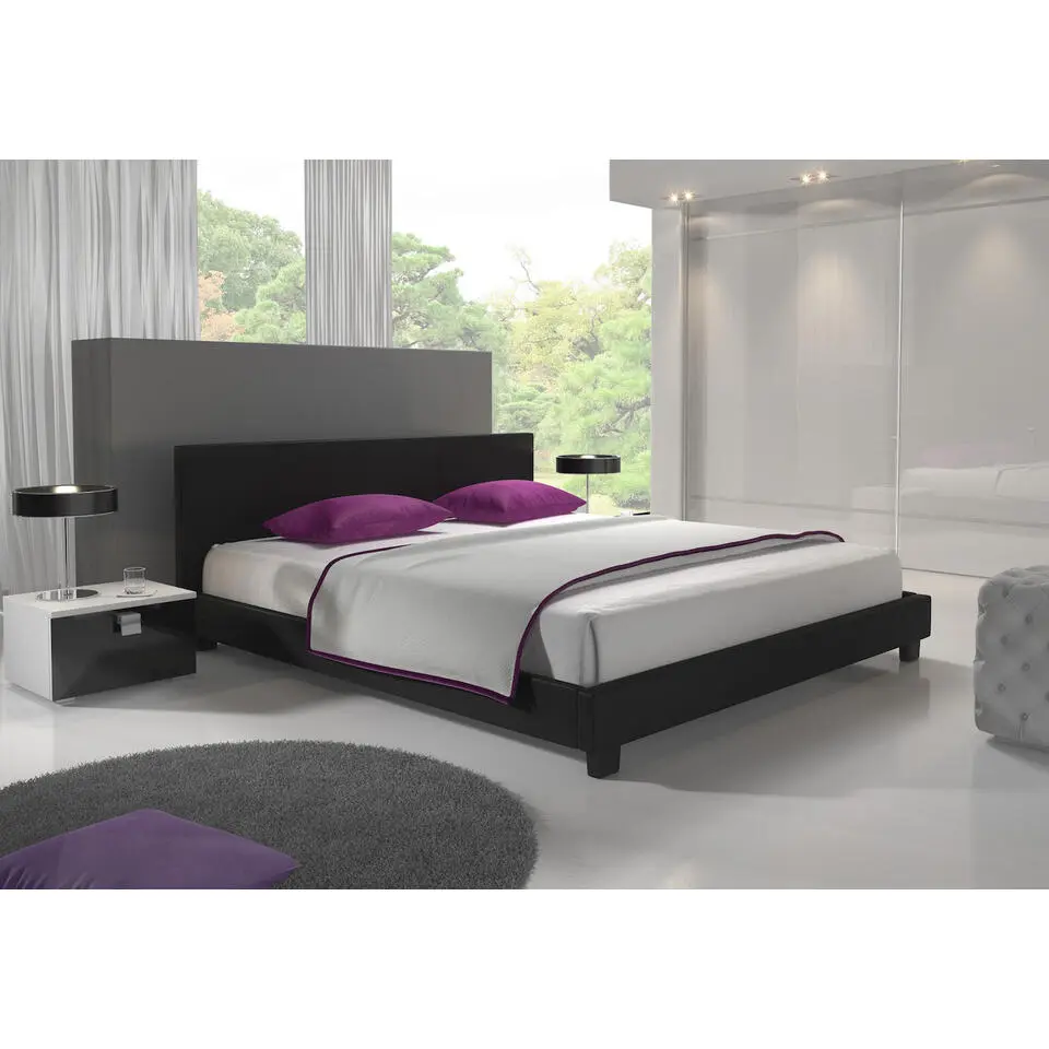 Meubella - Tweepersoonsbed George - Zwart - 140x200 cm