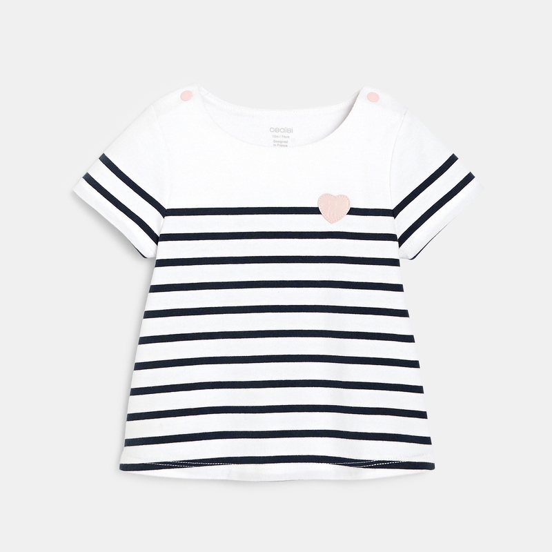 T-shirt marinière rayé bleu bébé fille