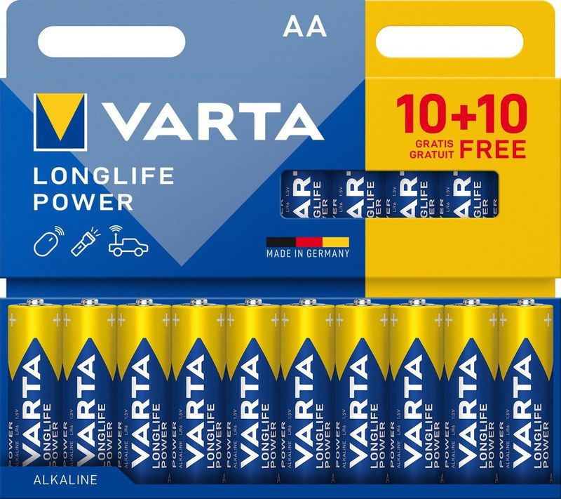 Varta Longlife Power AA - Alkaline Batterijen - 20 Stuks