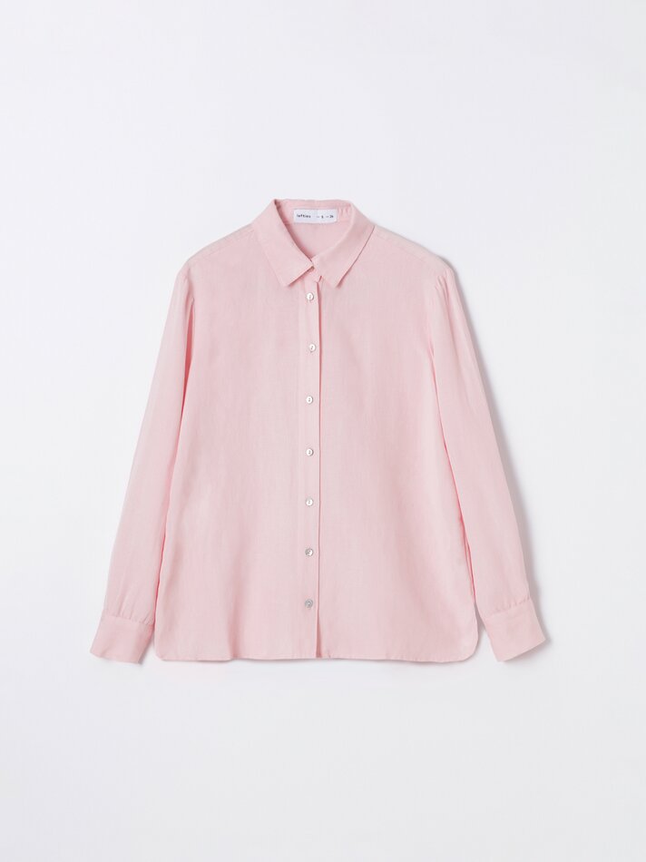 Camisa rústica de linho - Rosa claro