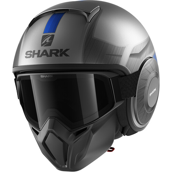 Shark - Casque Street Drak Tribute RM Gris Mat / Chrome / Bleu