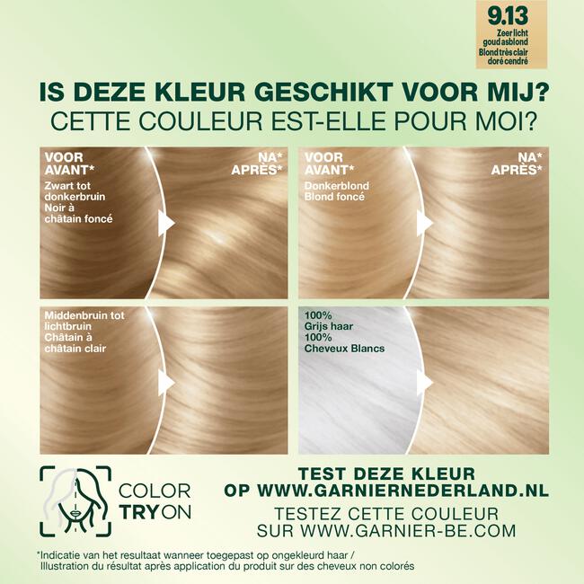 Garnier Nutrisse Crème 9.13 Zeer Licht Goud Asblond Haarverf