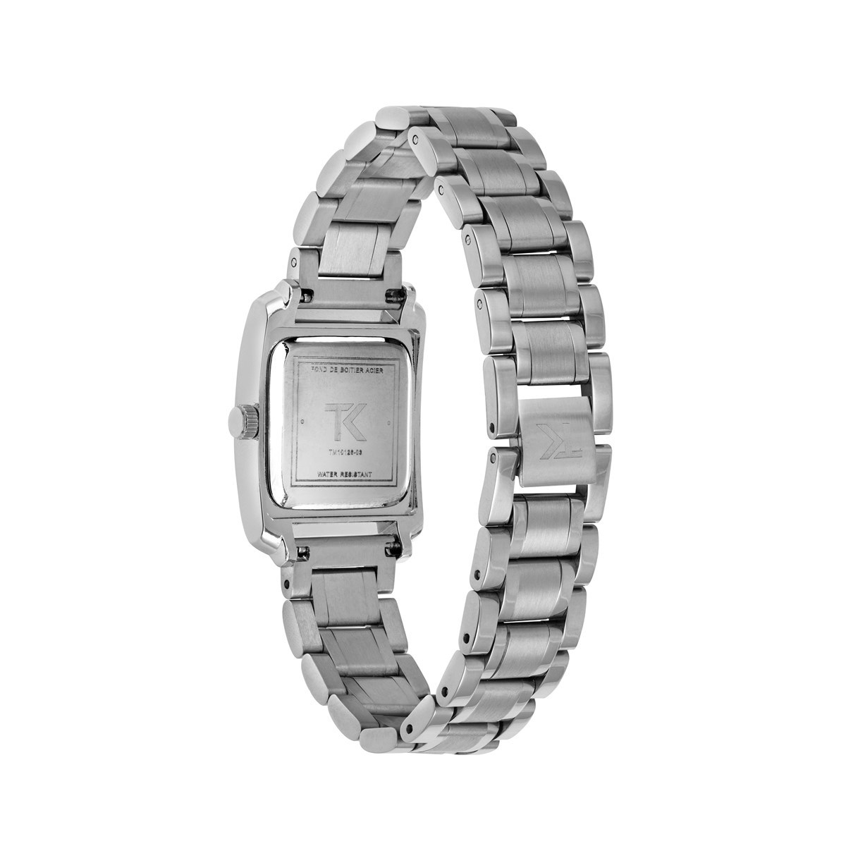 Montre analogique rectangulaire bracelet métal index strass MARGOT