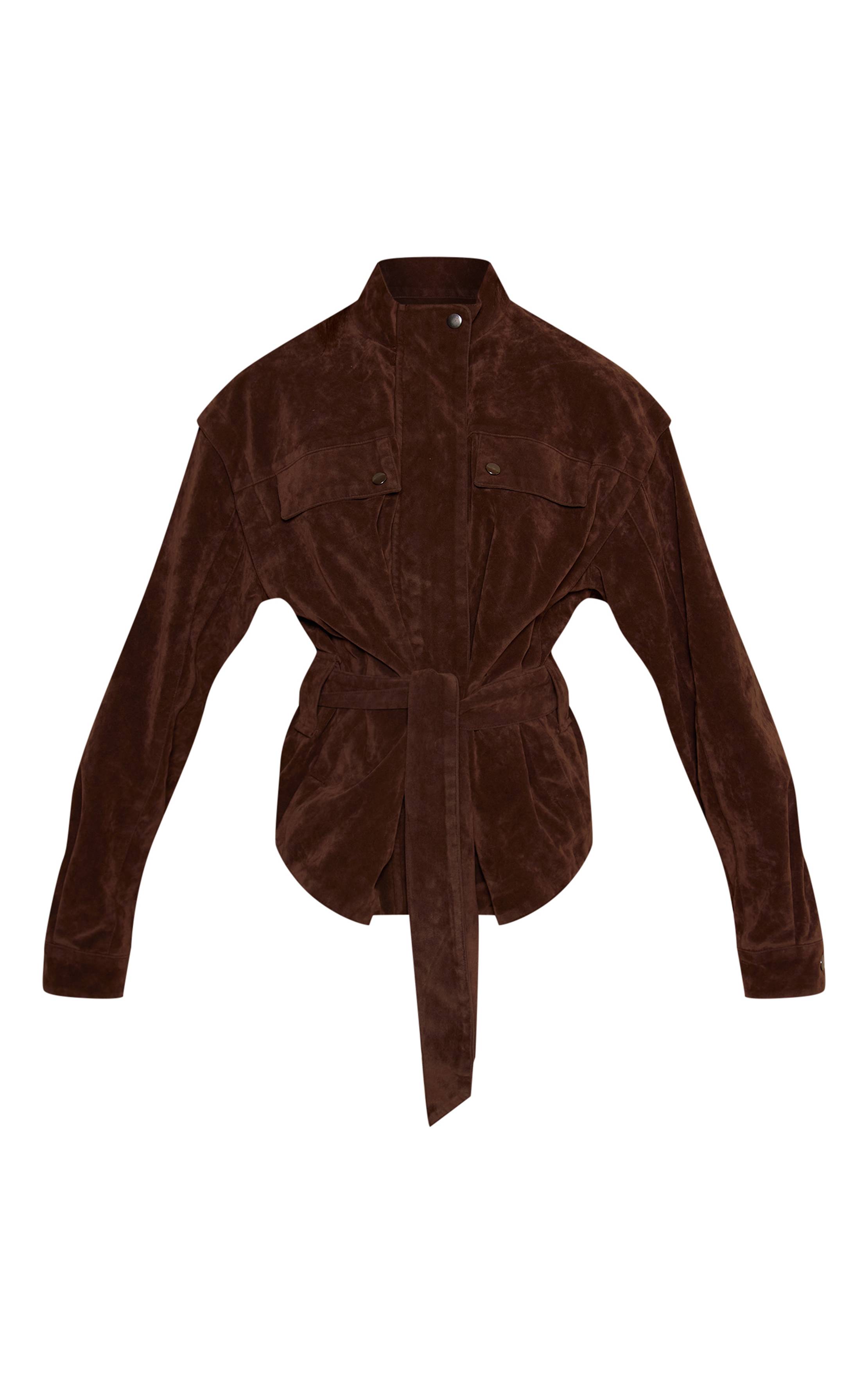 Chocolat Veste À Taille Basse Ceinturée En Synthétique