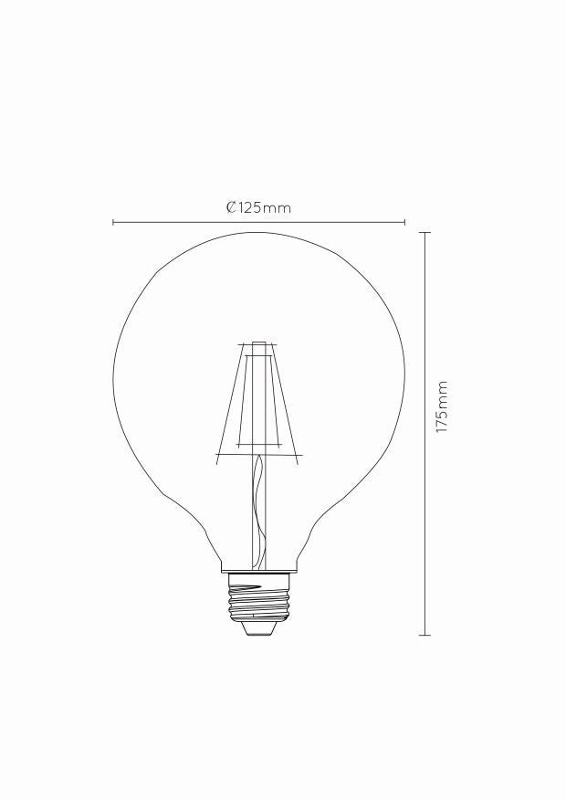 G125 LED lichtbron E27 5W 2700K transparant dimbaar