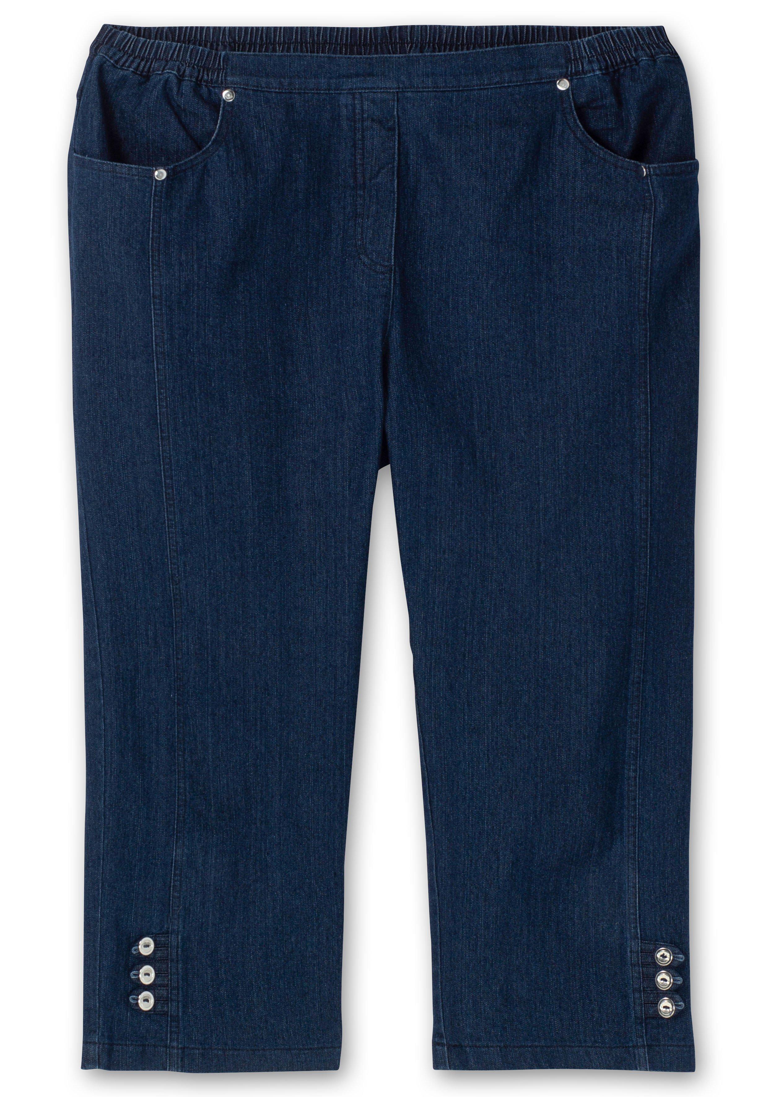 7/8-Jeans mit Zierknöpfen am Saum
