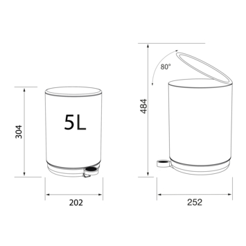 Sealskin pedaalemmer Mind 5 liter vrijstaand Zwart