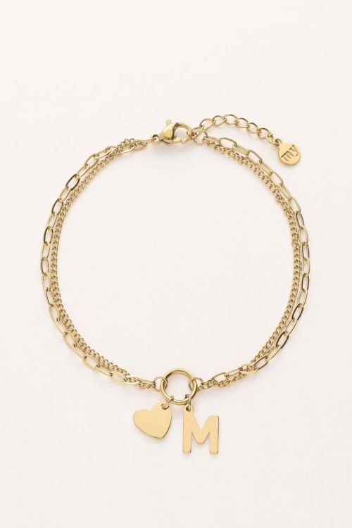 Initial dubbele armband met hartje