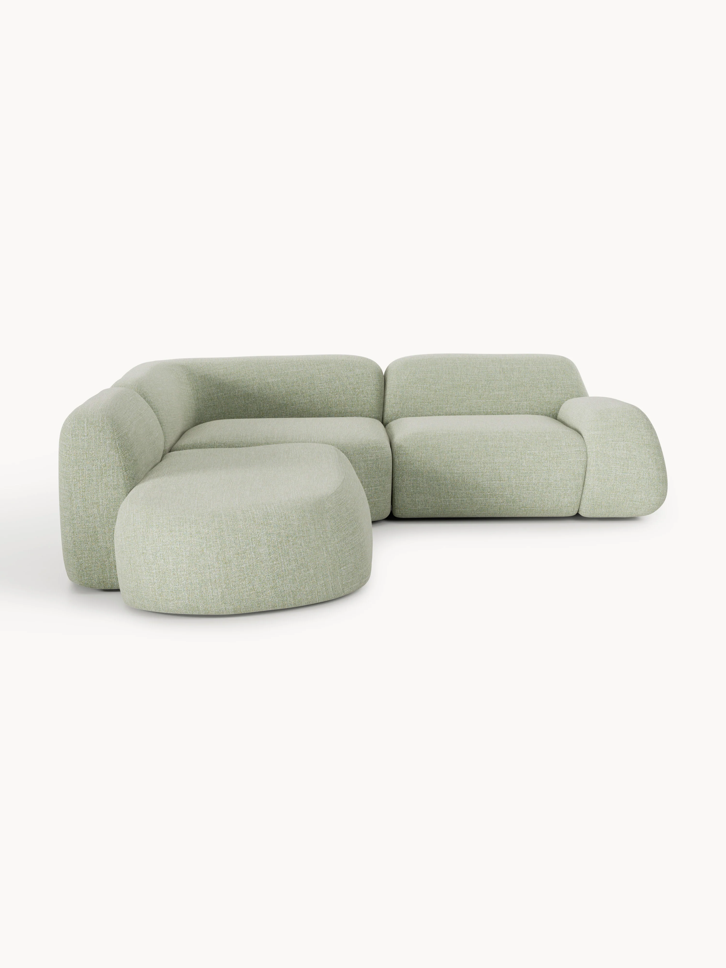 Modulaire bouclé hoekbank Wolke (4-zits) met chaise longue