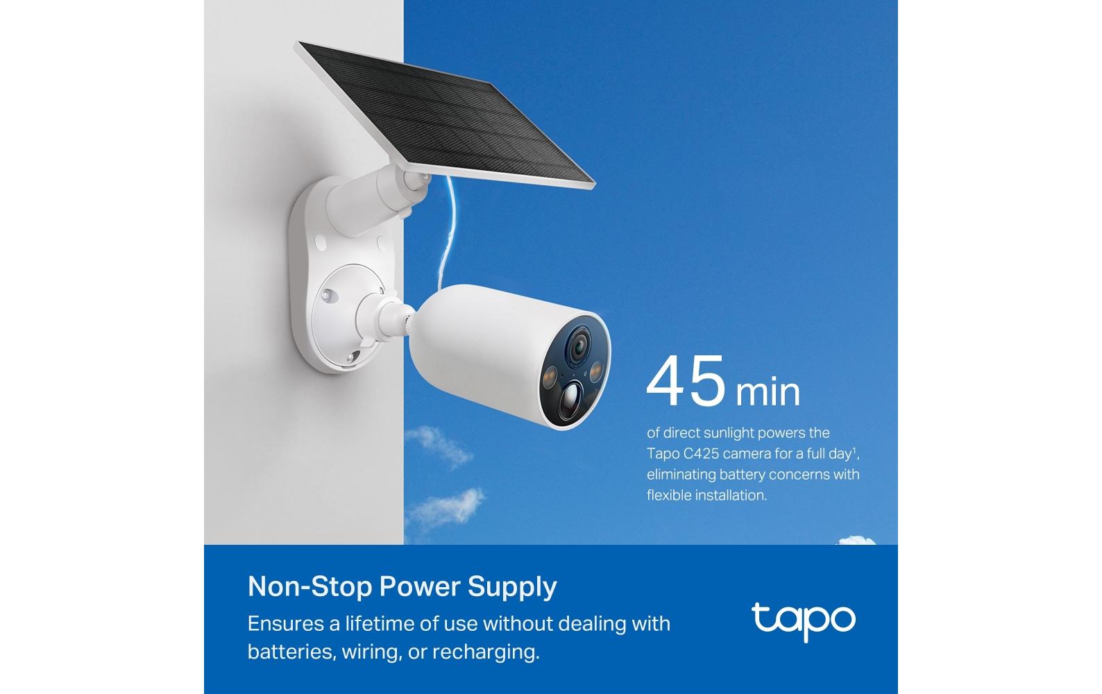 Netzwerkkamera Tapo C425 inkl. Solarpanel Tapo A201Solarbetriebenes Sicherheitskamera-Kit