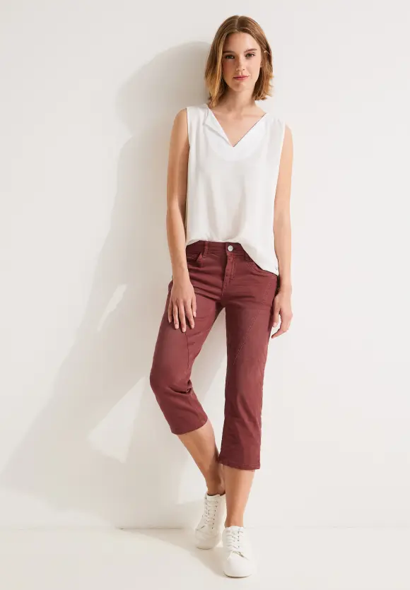 Casual Fit 3/4 Jeans - foxy red washed