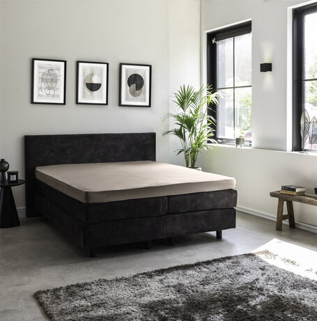 Hoeslaken Egyptisch Katoen Stretch - Topper - Taupe