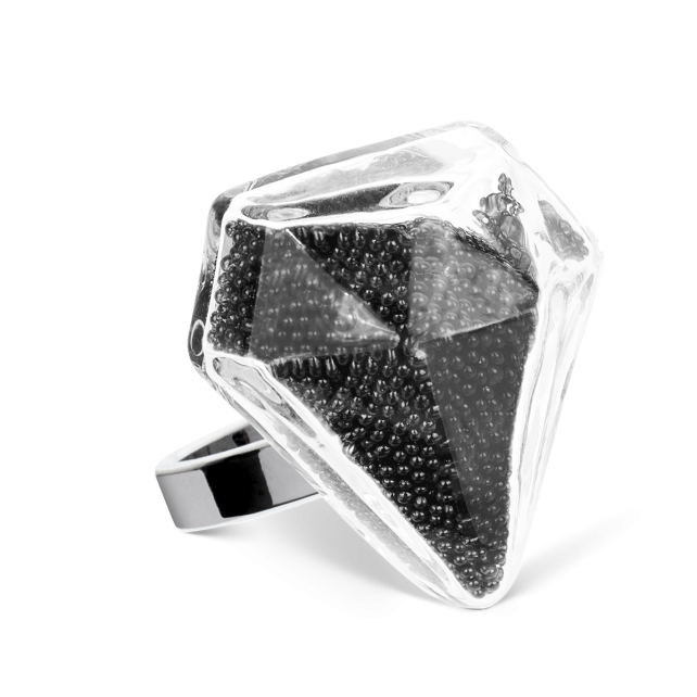 Bague en verre soufflé - Diamant Medium Billes