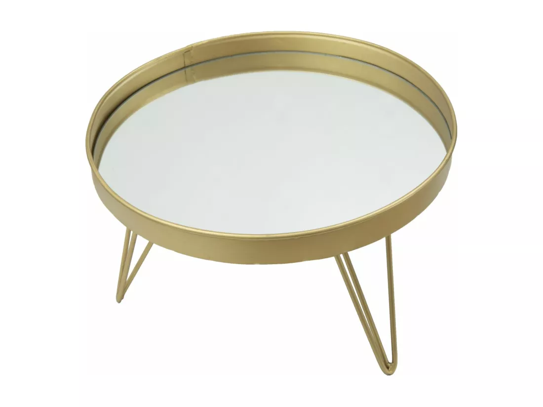 Porte-objet en métal doré avec plateau miroir Ø 31x18 cm