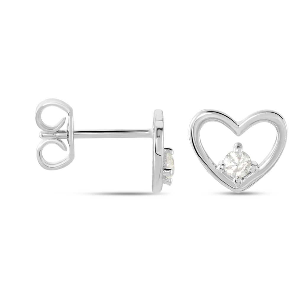 Boucles D'oreilles Puces Argent Blanc Sabino Oxydes De Zirconium