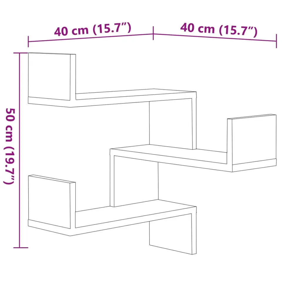 vidaXL - Wandhoekschap - Bruin - Bewerkt hout - 2 stuks