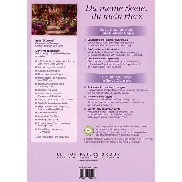 Edition Peters Du meine Seele, du mein Herz
