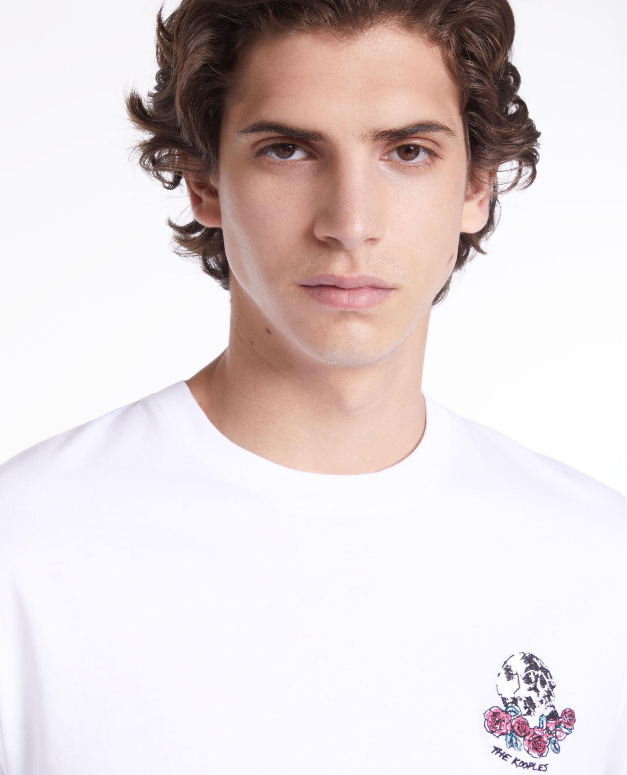 T-shirt blanc avec broderie Vintage skull