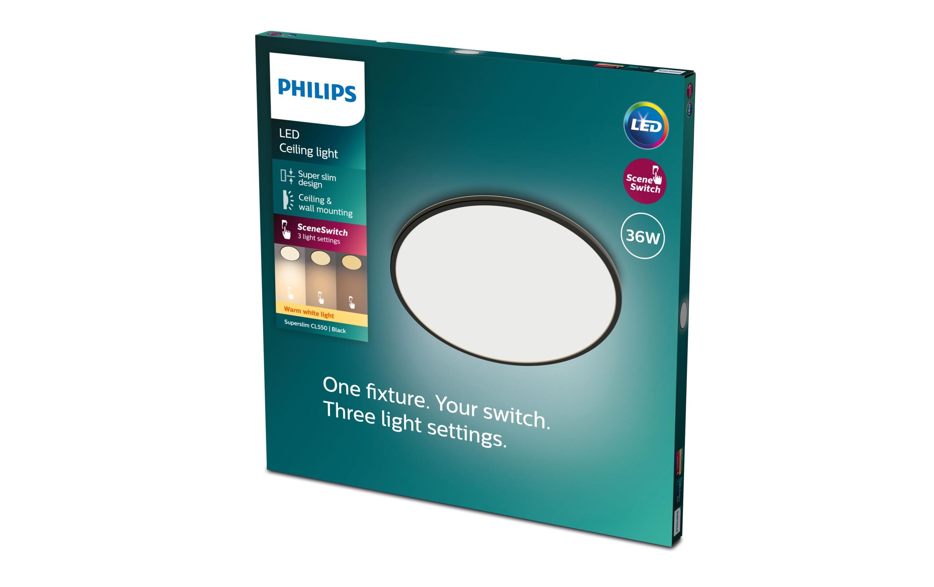 Deckenleuchte LED SceneSwitch CL550 3600 lm 2700K, Schwarz3-in-1 LED Leuchte zur Deckenmontage