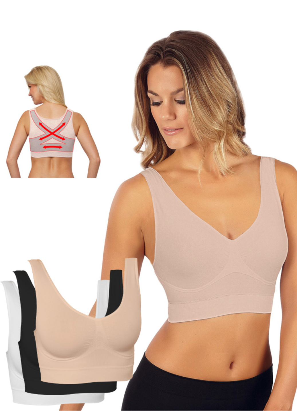 Nahtloser Komfort-BH 3er-Set