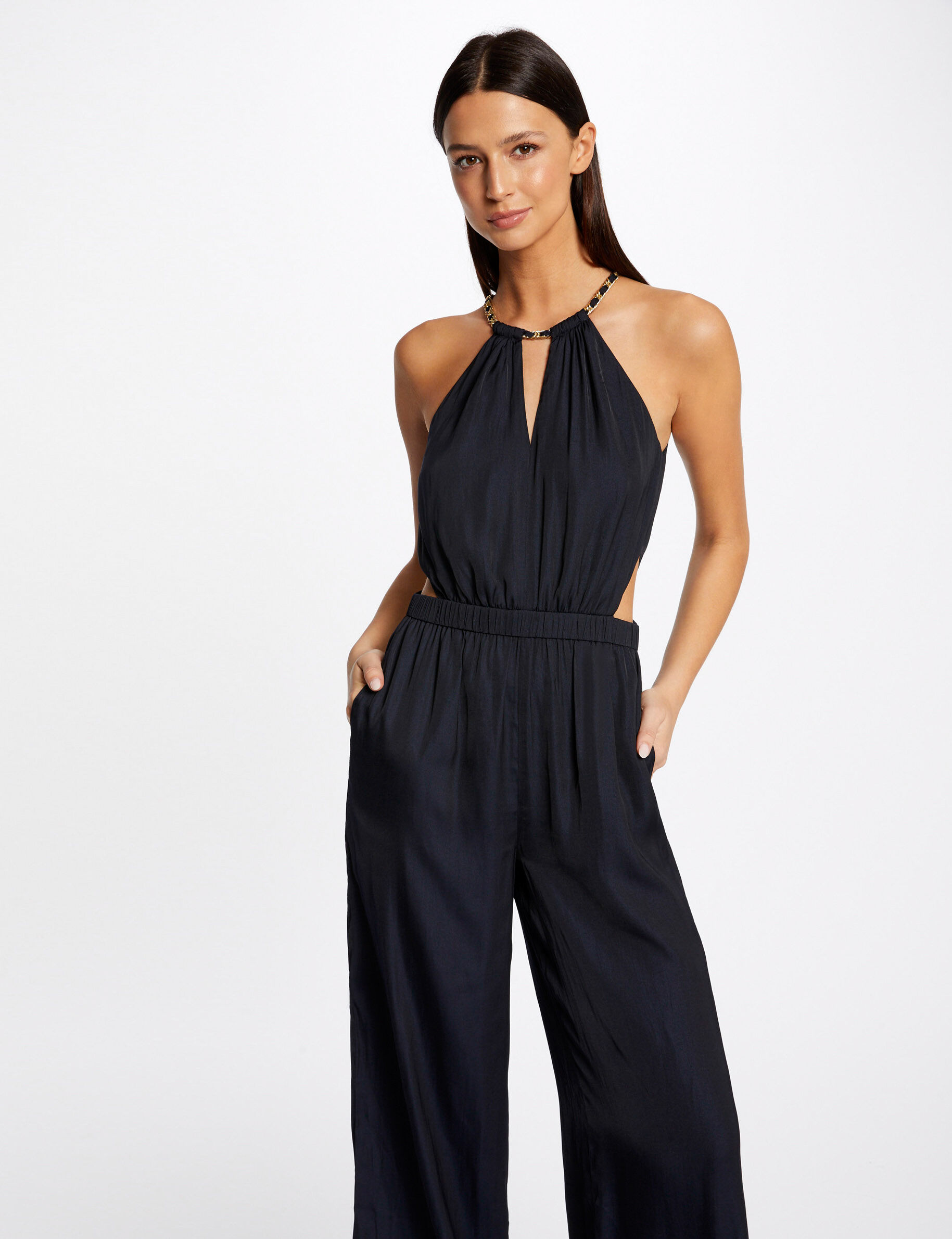 Combinaison jambes larges fluides marine femme - marine