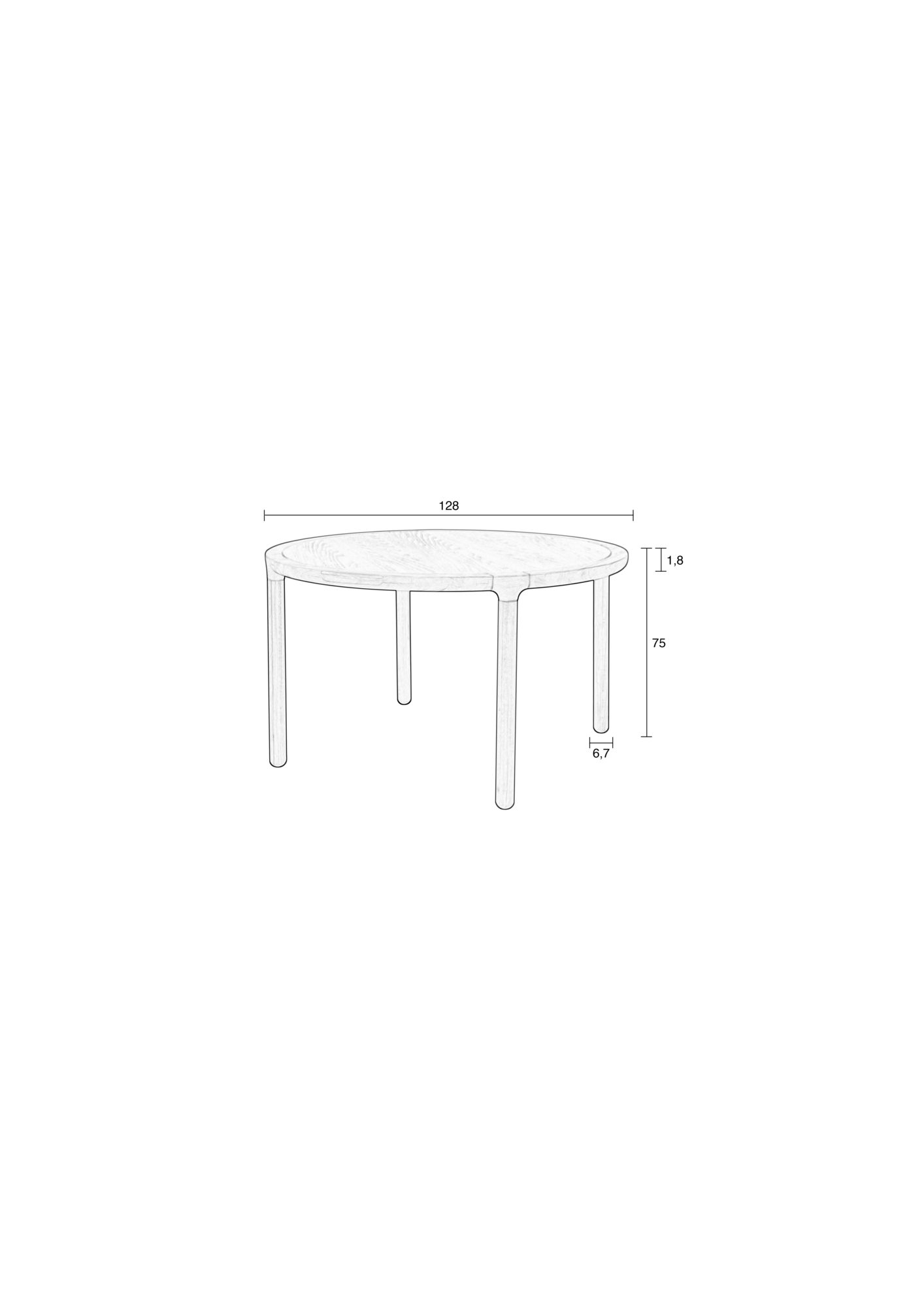 Eettafel Storm rond naturel 128 cm