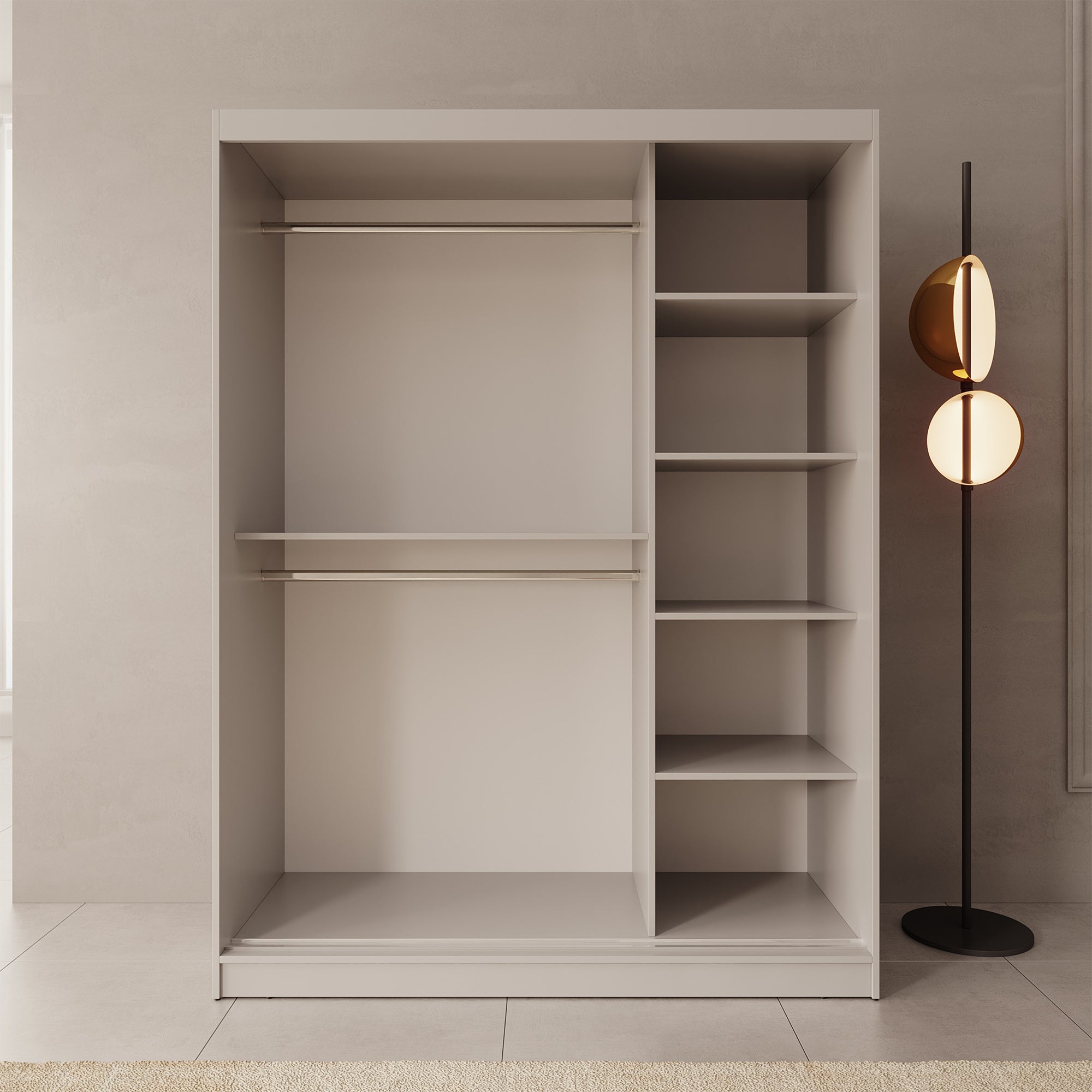 Lava - Kledingkast met 2 schuifdeuren - Beige - 150x62x200 cm