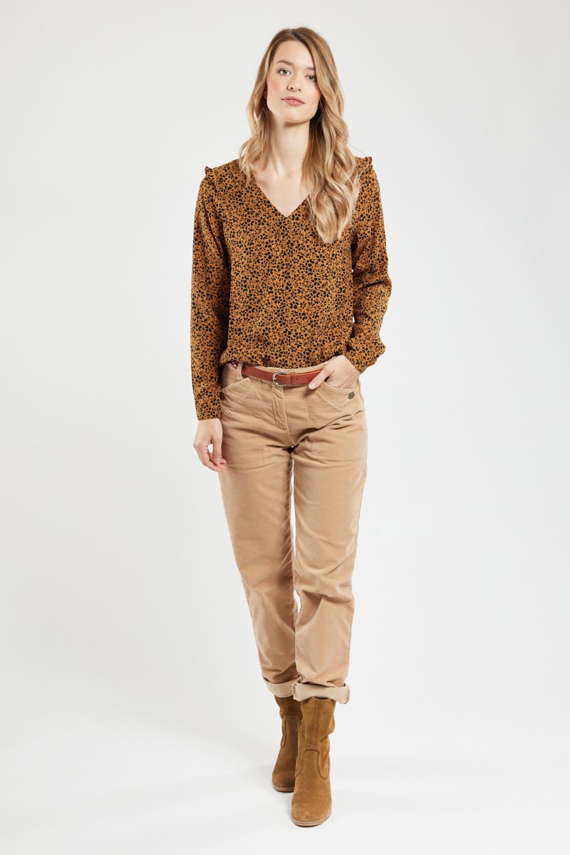 Blouse col V imprimée