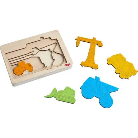 HABA 305530 Holzpuzzle Baustellenfahrzeuge