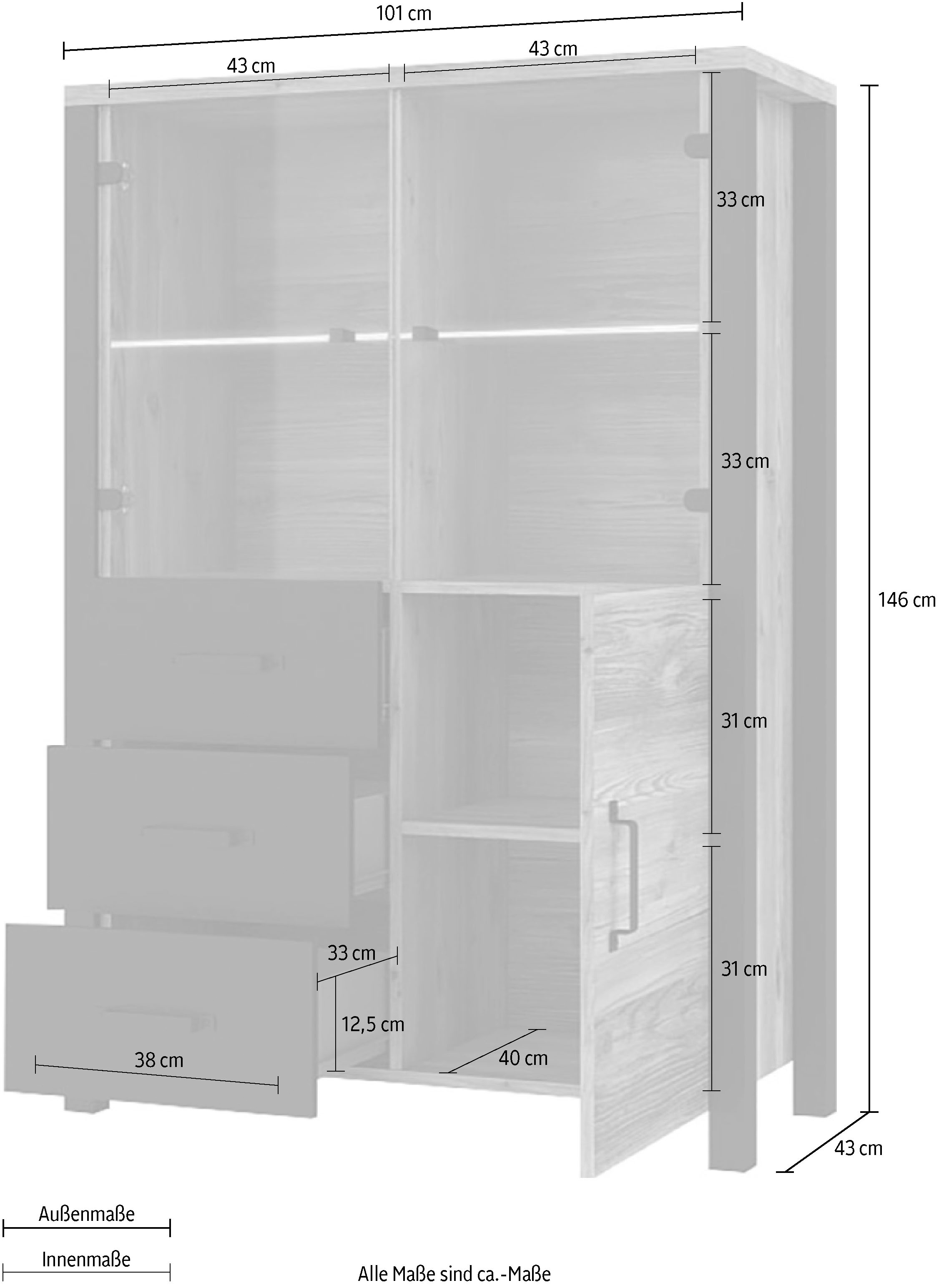 Home affaire Vitrine »Olin« Höhe 146 cm