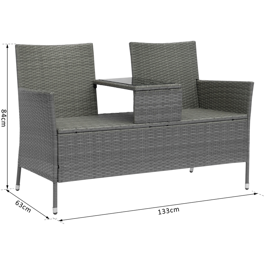 Outsunny Polyrattan Gartenbank grau