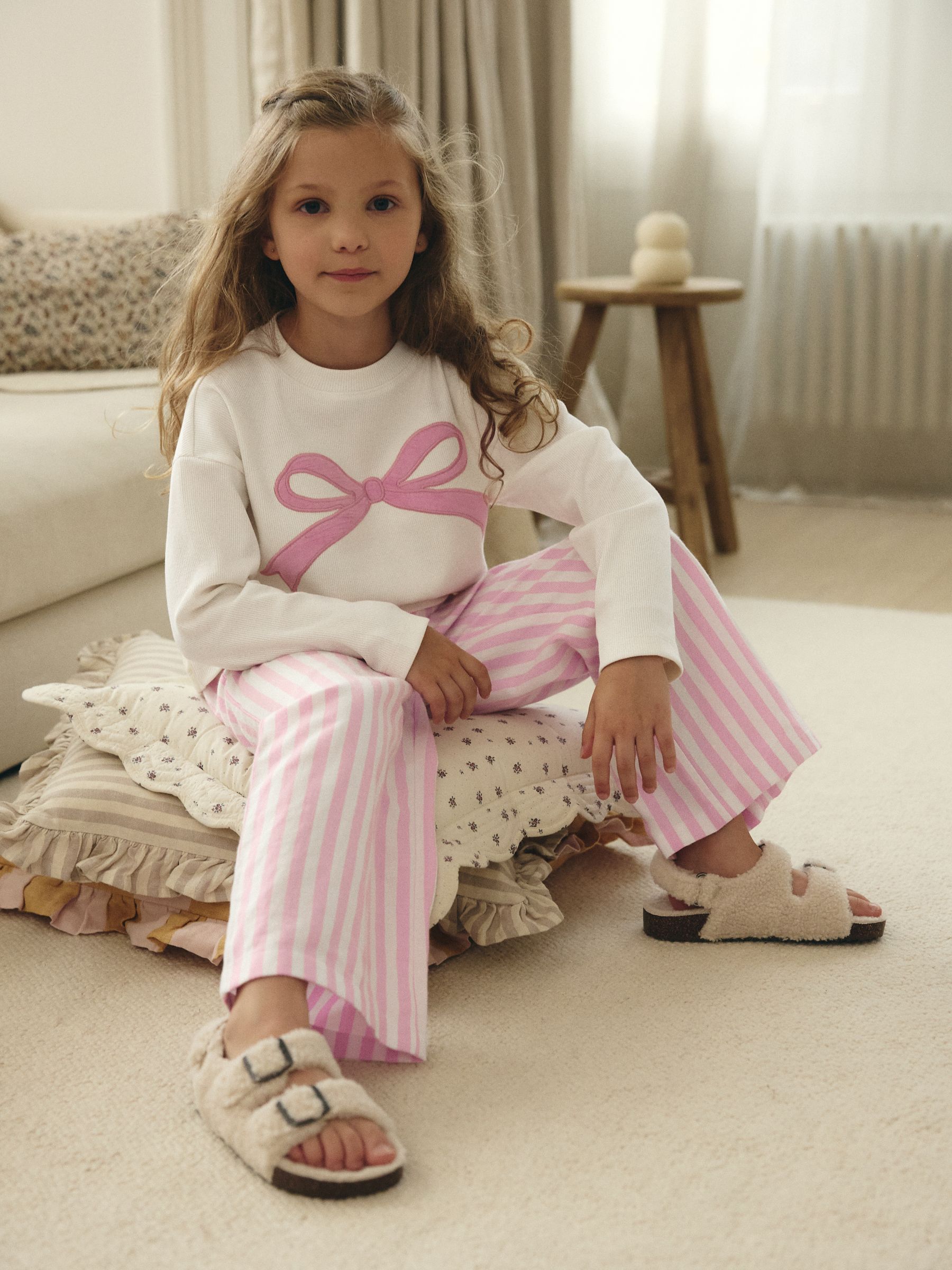 Pink Bow Stripe - Geweven pyjama (9mnd-16jr)