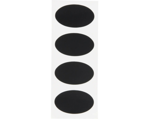 Zwarte ovale zelfklevende schoolbordstickers, 8 stuks.