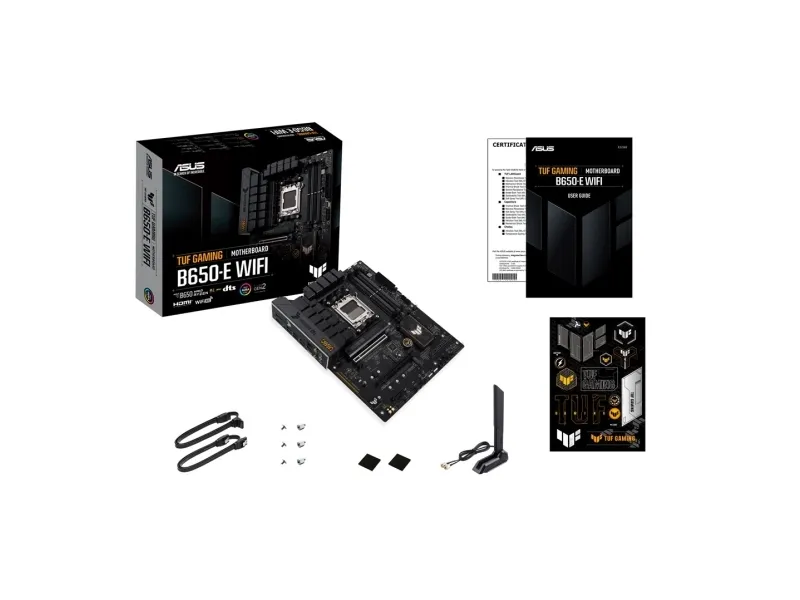 ASUS TUF GAMING B650-E WIFI - Bundkort - ATX - Socket AM5 - AMD B650 Chipset - USB-C Gen2, USB 3.1 Gen 2 - Wi-Fi 6E, Bluetooth - onboard grafik (CPU påkrævet) - HD Audio (8-kanaler)