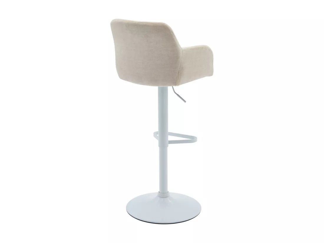 Lot de 2 tabourets de bar en velours et métal blanc - Hauteur réglable - Crème - PEGA de Pascal MORABITO